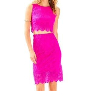 Lilly Pulitzer Pink Lace Naomi Skirt Set